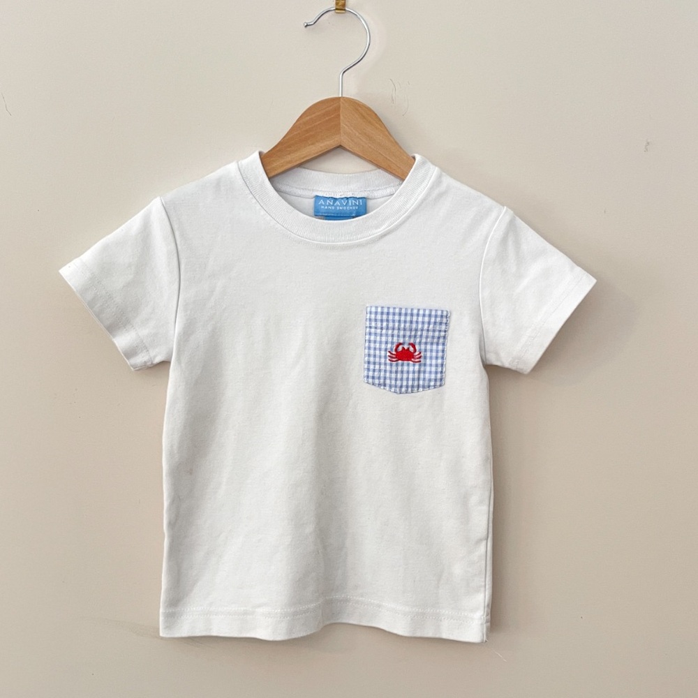 ANAVINI Seersucker Gingham Embroidered Crab Pocket Shirt
